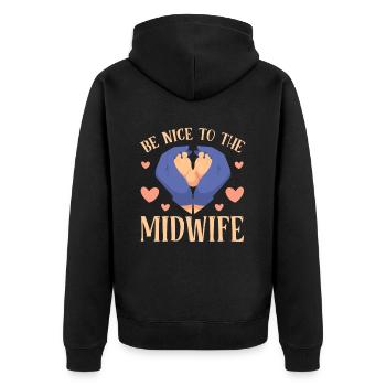 Sei Nett Zur Hebamme Beruf Hebammen Geburtshilfe - Unisex Premium Bio Zip Hoodie - Schwarz - Hinten - Nico (187cm)