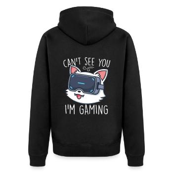 Lustige Kinder VR Gamer Geschenk Kann Sie nicht sehen Im Gaming - Unisex Premium Bio Zip Hoodie - Schwarz - Hinten - Nico (187cm)