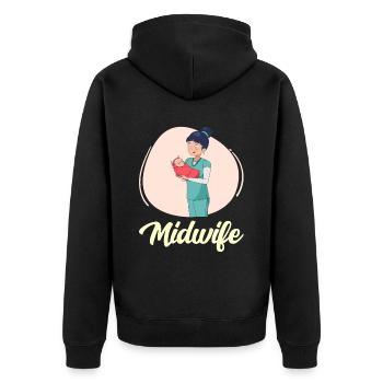 Hebamme Hebammen Geburtshilfe Beruf Sprüche - Unisex Premium Bio Zip Hoodie - Schwarz - Hinten - Nico (187cm)