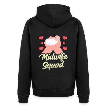 Hebammen Team Sprüche Hebamme Geburtshilfe Beruf - Unisex Premium Bio Zip Hoodie - Schwarz - Hinten - Nico (187cm)
