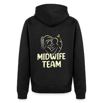 Midwives Team Obstetrics Profession Sayings Midwife - Unisex Premium Organic Zip Hoodie - black - Back - Nico (187cm)