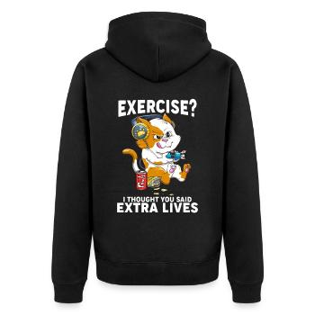Kawaii Cat Gaming für Kinder Jungen Lustige Gamer Katze - Unisex Premium Bio Zip Hoodie - Schwarz - Hinten - Nico (187cm)