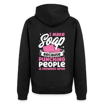 Soap Making Gift Homemade Soap Maker - Unisex Premium Bio Zip Hoodie - Schwarz - Hinten - Nico (187cm)