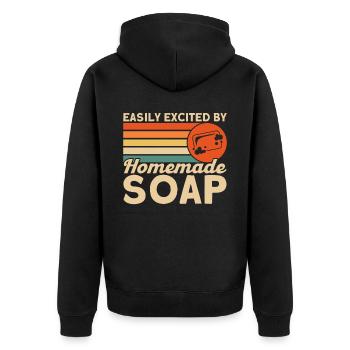 Soap Making Gift Homemade Soap Maker - Unisex Premium Bio Zip Hoodie - Schwarz - Hinten - Nico (187cm)