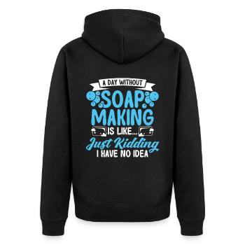 Soap Making Gift Homemade Soap Maker - Unisex Premium Bio Zip Hoodie - Schwarz - Hinten - Nico (187cm)