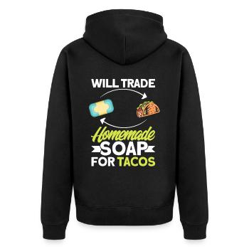 Soap Making Gift Homemade Soap Maker - Unisex Premium Bio Zip Hoodie - Schwarz - Hinten - Nico (187cm)