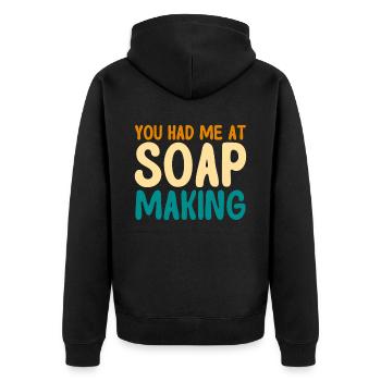Soap Making Gift Homemade Soap Maker - Unisex Premium Bio Zip Hoodie - Schwarz - Hinten - Nico (187cm)
