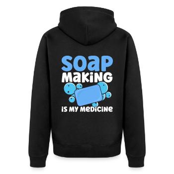 Soap Making Gift Homemade Soap Maker - Unisex Premium Bio Zip Hoodie - Schwarz - Hinten - Nico (187cm)