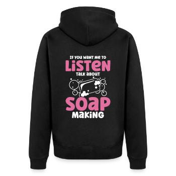 Soap Making Gift Homemade Soap Maker - Unisex Premium Bio Zip Hoodie - Schwarz - Hinten - Nico (187cm)