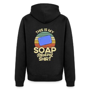 Soap Making Gift Homemade Soap Maker - Unisex Premium Bio Zip Hoodie - Schwarz - Hinten - Nico (187cm)