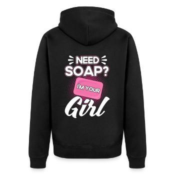 Soap Making Gift Homemade Soap Maker - Unisex Premium Bio Zip Hoodie - Schwarz - Hinten - Nico (187cm)