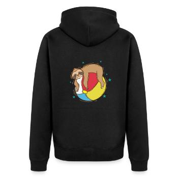 Faultier auf einem Wasserball faul - Unisex Premium Bio Zip Hoodie - Schwarz - Hinten - Nico (187cm)