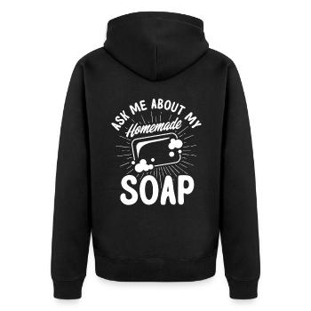 Fabrication de savon Cadeau Fabricant de savon maison - Veste à capuche bio Premium Unisexe - noir - Dos - Nico (187cm)