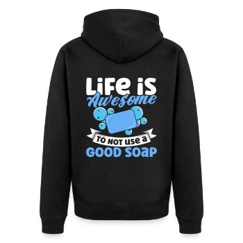 Soap Making Gift Homemade Soap Maker - Unisex Premium Bio Zip Hoodie - Schwarz - Hinten - Nico (187cm)