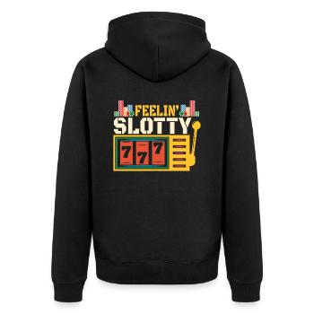 Kasino Glücksspiel Spielautomat Kartenspiel - Unisex Premium Bio Zip Hoodie - Schwarz - Hinten - Nico (187cm)