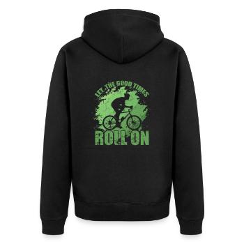 Laissez les bons moments rouler sur le cyclisme - Veste à capuche bio Premium Unisexe - noir - Dos - Nico (187cm)