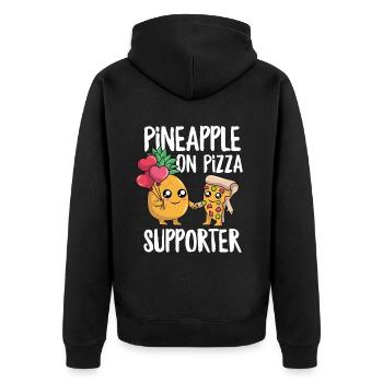 Drôle d’ananas sur Pizza Supporter Humour mignon - Veste à capuche bio Premium Unisexe - noir - Dos - Nico (187cm)