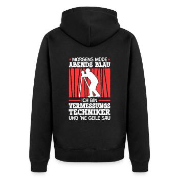 Ich bin Vermessungstechniker Vermesser - Unisex Premium Bio Zip Hoodie - Schwarz - Hinten - Nico (187cm)