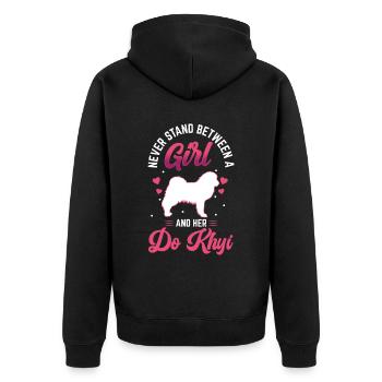 Mädchen und Do Khyi Tibetmastiff Tibetdogge - Unisex Premium Bio Zip Hoodie - Schwarz - Hinten - Nico (187cm)