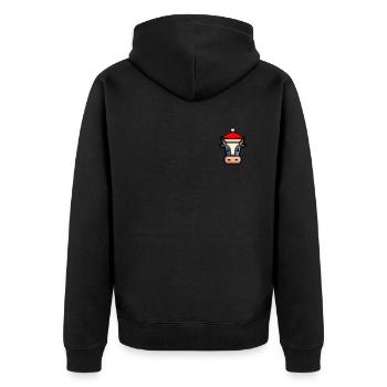 Kuh verpixelte Weihnachten - Lustige Kuh - Unisex Premium Bio Zip Hoodie - Schwarz - Hinten - Nico (187cm)