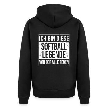 Softball-Spiel Baseball-Spieler geborene Legende - Unisex Premium Bio Zip Hoodie - Schwarz - Hinten - Nico (187cm)