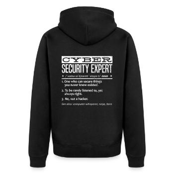 Experte Für Cybersicherheit - Unisex Premium Bio Zip Hoodie - Schwarz - Hinten - Nico (187cm)