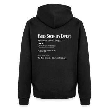 Experte Für Cybersicherheit - Unisex Premium Bio Zip Hoodie - Schwarz - Hinten - Nico (187cm)