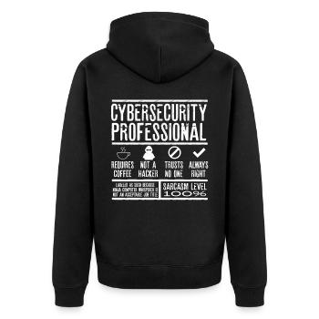 Experte Für Cybersicherheit - Unisex Premium Bio Zip Hoodie - Schwarz - Hinten - Nico (187cm)