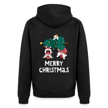 Merry Christmas Lustiges Weihnachtsshirt - Unisex Premium Bio Zip Hoodie - Schwarz - Hinten - Nico (187cm)