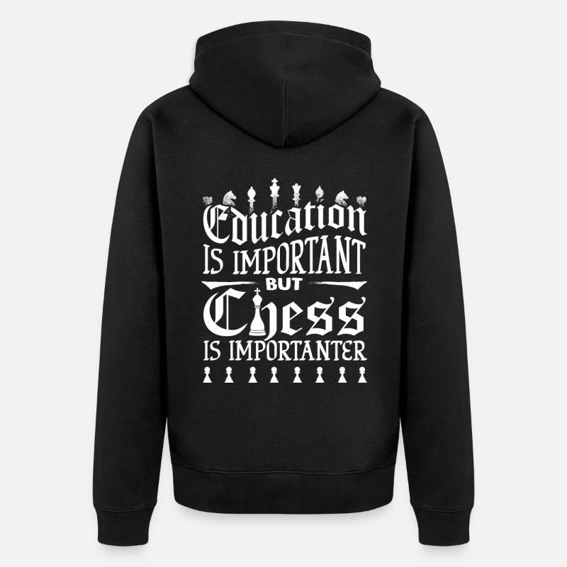 échecs, joueur d’échecs, citation d’échecs - Veste à capuche bio Premium Unisexe - noir