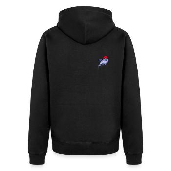 Noël pixélisé dauphin - Drôle - Veste à capuche bio Premium Unisexe - noir - Dos - Nico (187cm)