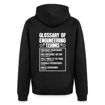 Glossar Der Technischen Begriffe - Unisex Premium Bio Zip Hoodie - Schwarz - Hinten - Nico (187cm)
