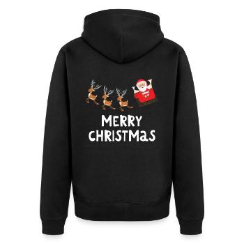 Joyeux Noël Drôle de Chemise de Noël - Veste à capuche bio Premium Unisexe - noir - Dos - Nico (187cm)