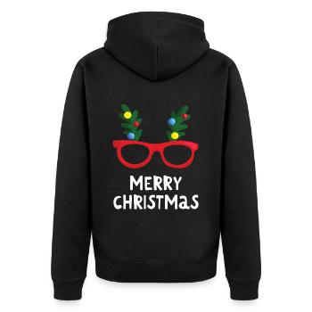Joyeux Noël Drôle de Chemise de Noël - Veste à capuche bio Premium Unisexe - noir - Dos - Nico (187cm)