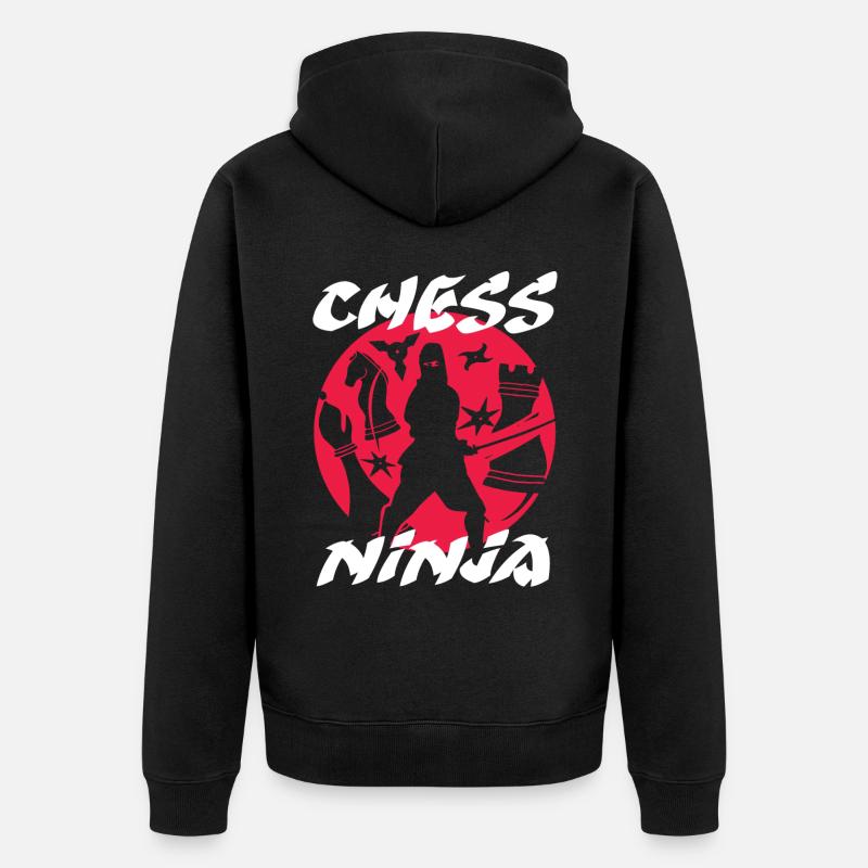 échecs, joueur d’échecs, citation d’échecs - Veste à capuche bio Premium Unisexe - noir