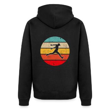 Parkour Retro - Unisex Premium Bio Zip Hoodie - Schwarz - Hinten - Nico (187cm)