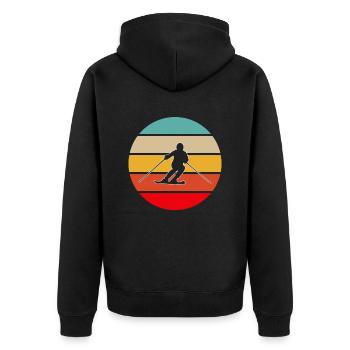 Ski Retro - Unisex Premium Bio Zip Hoodie - Schwarz - Hinten - Nico (187cm)