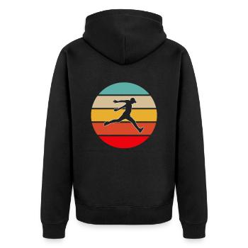 Parkour Retro - Unisex Premium Bio Zip Hoodie - Schwarz - Hinten - Nico (187cm)