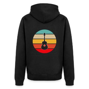 Guitar Retro - Unisex Premium Organic Zip Hoodie - black - Back - Nico (187cm)