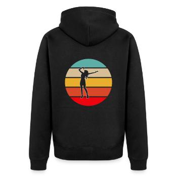 Singing Retro - Unisex Premium Organic Zip Hoodie - black - Back - Nico (187cm)
