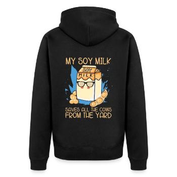 Vegan Diet My Soy Milk Saves Dairy Free Vegetarian - Unisex Premium Bio Zip Hoodie - Schwarz - Hinten - Nico (187cm)