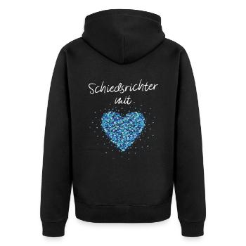 Schiedsrichter mit Herz Schiri Fussballverein - Unisex Premium Bio Zip Hoodie - Schwarz - Hinten - Nico (187cm)