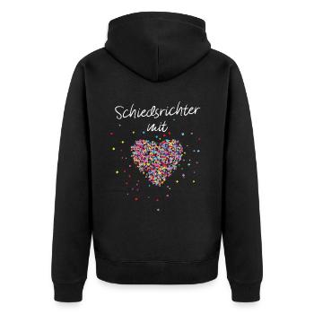 Schiedsrichter mit Herz Schiri Jugendfussball - Unisex Premium Bio Zip Hoodie - Schwarz - Hinten - Nico (187cm)