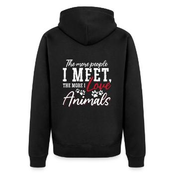 Bien-être animal Plus je rencontre de gens amoureux des animaux - Veste à capuche bio Premium Unisexe - noir - Dos - Nico (187cm)