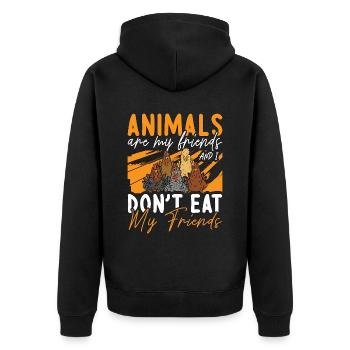 Animal Welfare Animals Are My Friends Adopt Foster - Unisex Premium Bio Zip Hoodie - Schwarz - Hinten - Nico (187cm)