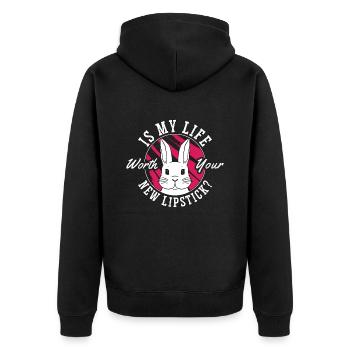 Animal Welfare Is My Life Worth Your Animal Rescue - Unisex Premium Bio Zip Hoodie - Schwarz - Hinten - Nico (187cm)