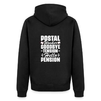 Retirement Pension Pensioner Post office clerk Gift - Unisex Premium Organic Zip Hoodie - black - Back - Nico (187cm)