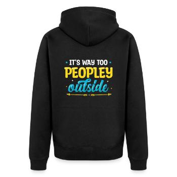 Es Ist Viel Zu Volkstümlich, Außerhalb - Unisex Premium Bio Zip Hoodie - Schwarz - Hinten - Nico (187cm)