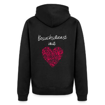 Besuchsdienst mit Herz Altersheim Pflegebedürftig - Unisex Premium Bio Zip Hoodie - Schwarz - Hinten - Nico (187cm)