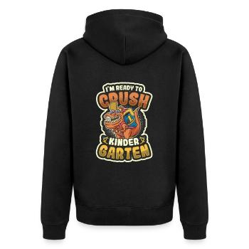 Ich Bin Bereit, Das Monster Vom 1. Tag. - Unisex Premium Bio Zip Hoodie - Schwarz - Hinten - Nico (187cm)